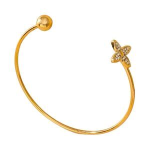 Glamorous Lux Gold & Rhinestone Blossom Delicate Y2K Cuff Bangle